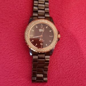 Ladies Chocolate Brown Diamond Rhinestones Watch